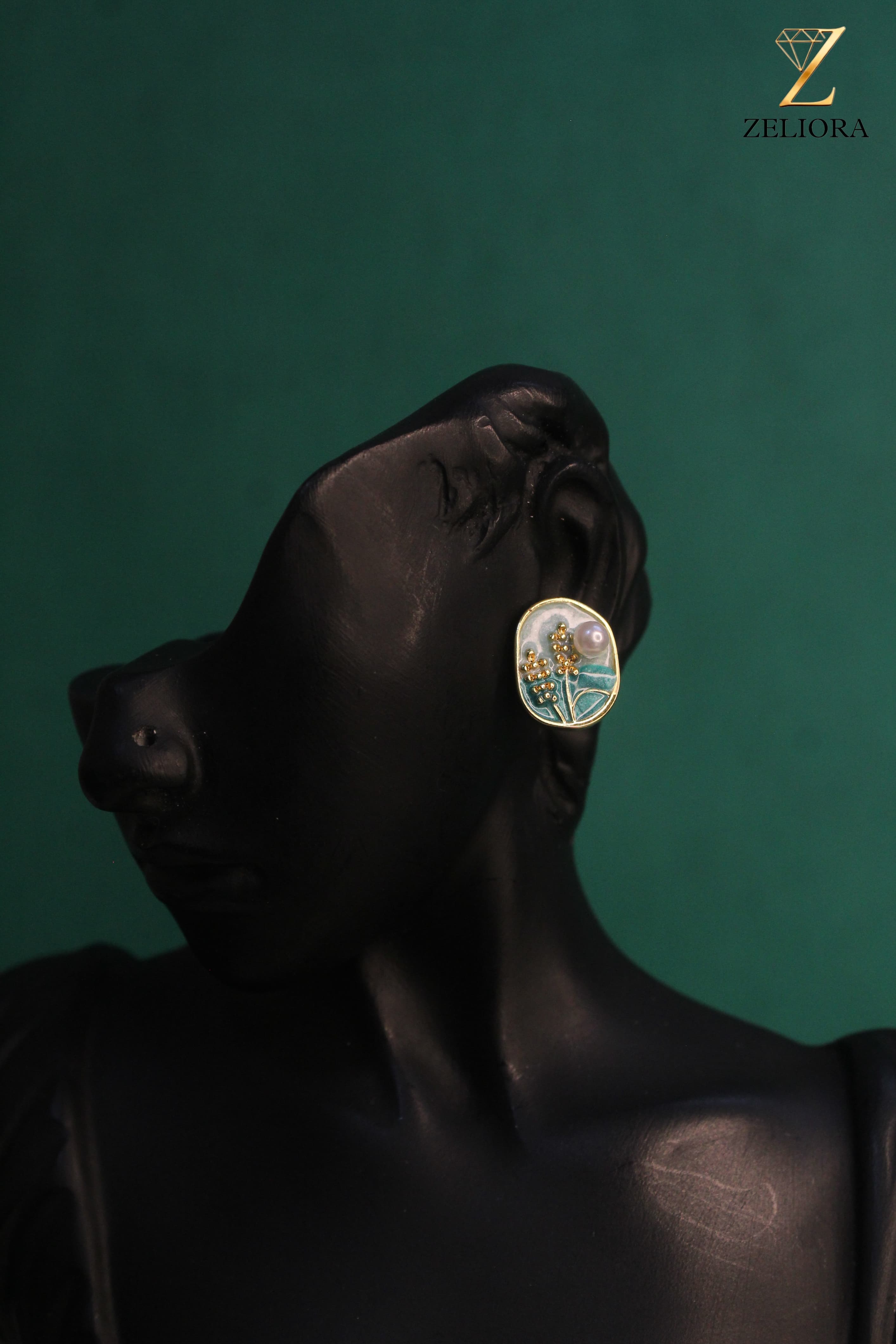 Leaf Pearl Studd Earring - Image 1